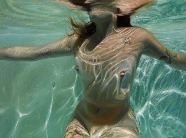 Reisha Perlmutter pinturas mulheres nuas subaquáticas água realista