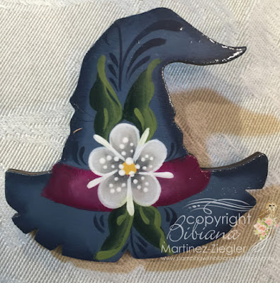 rosemaling witch pin  front view