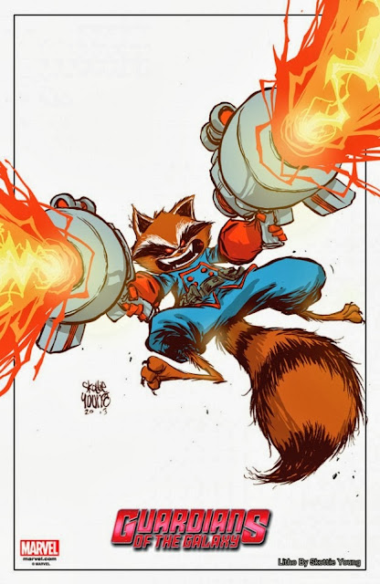 New York Comic Con 2013 Exclusive Rocket Raccoon Lithograph by Skottie Young Print