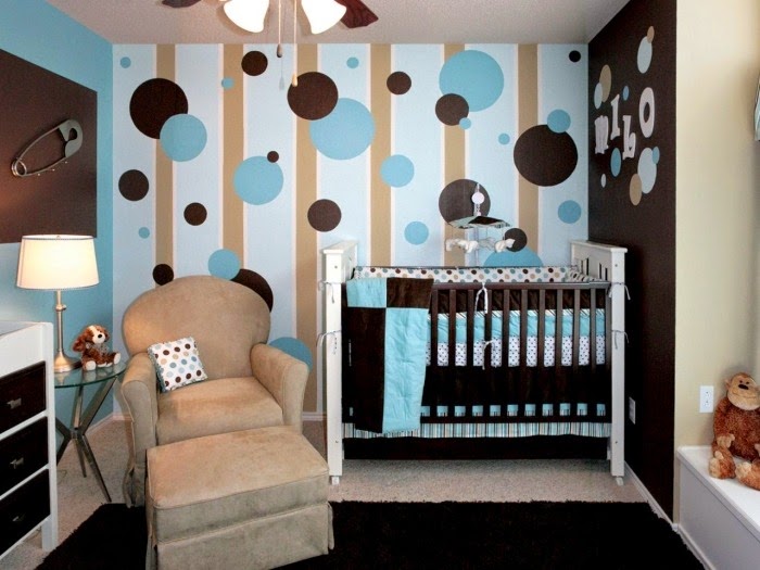 Cuartos de bebé en celeste y marrón - Ideas para decorar dormitorios