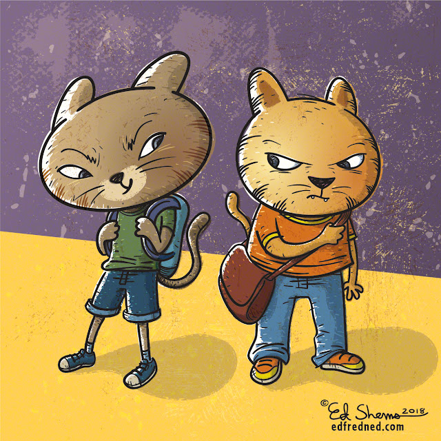 edfredned's sketch blog: Backpack and Messenger Bag Cats
