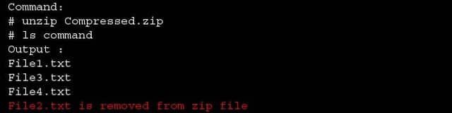 Output: Remove Specific File From Zip File: "-d Option"
