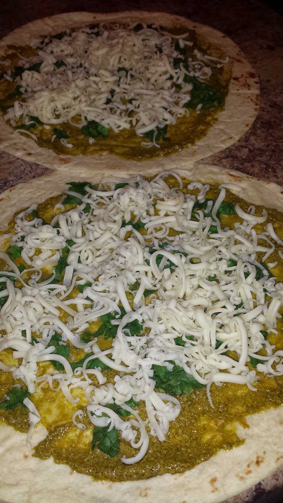 Rebecca's Amazing Creations Spinach Fontina Quesadilla with Basil Pesto