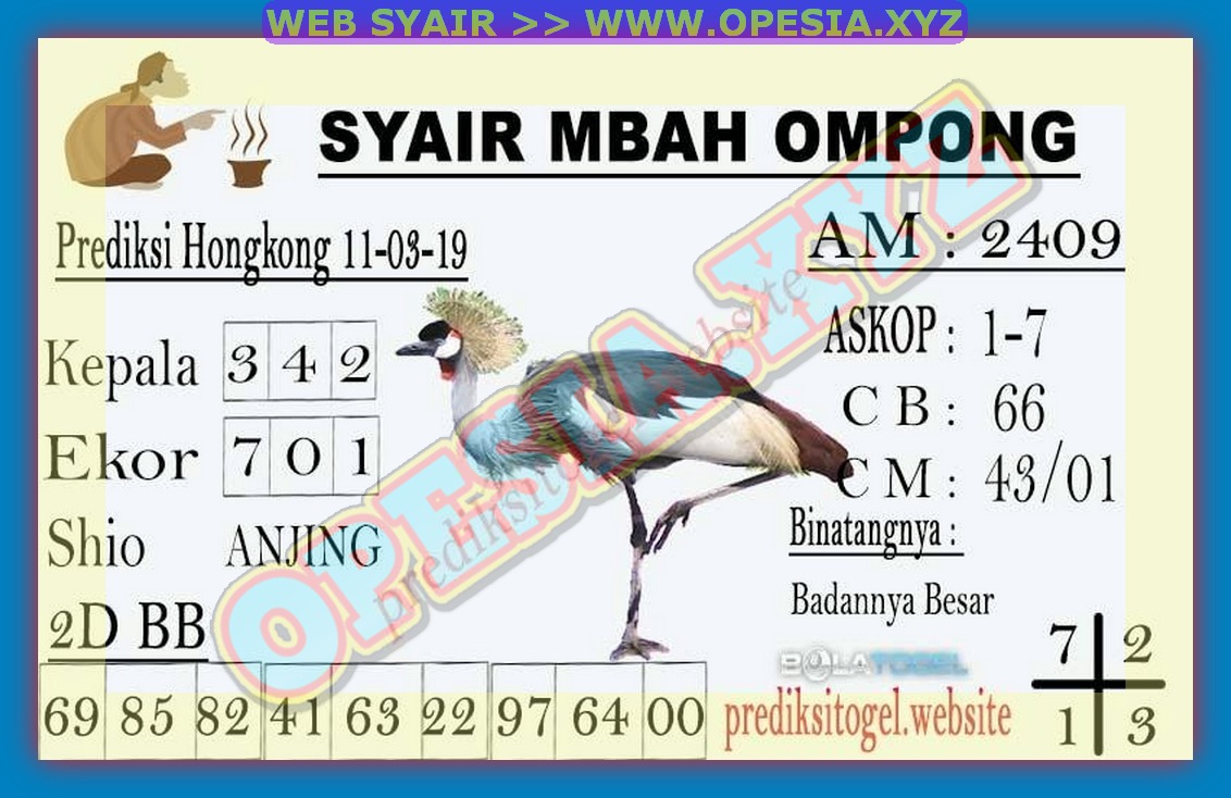 Forum Syair Hk Malam Ini Senin 11 Maret 2019 Opesia Official