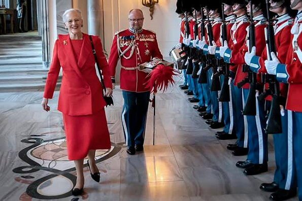Queen Margrethe II of Denmark held a diplomatic reception for Ambassador for Switzerland Florence Tinguely Mattli