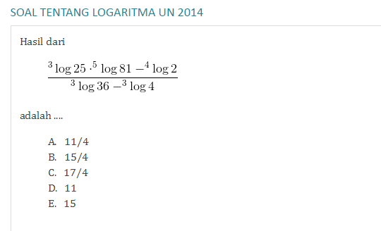 Soal Un Logaritma 2015