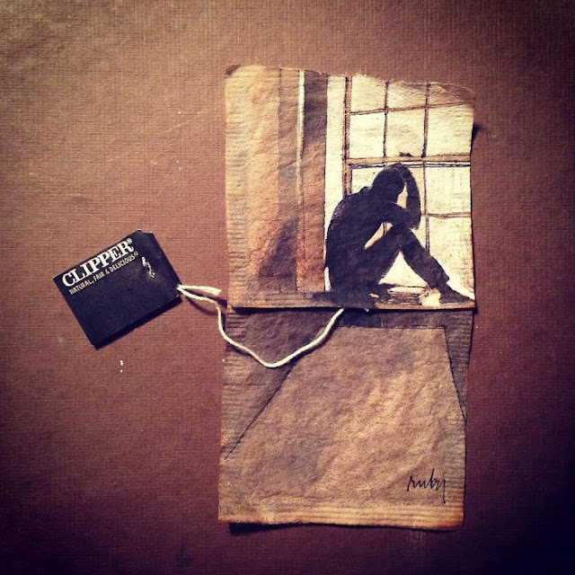 Drawing on a tea bag paper