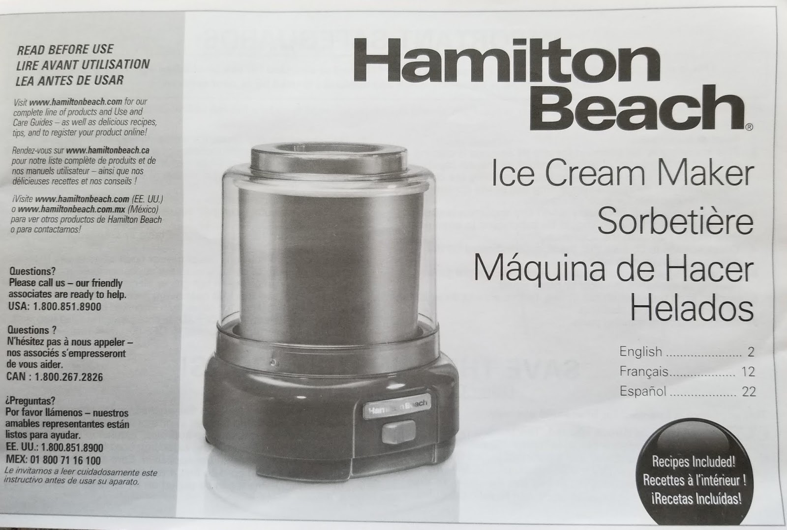 BAKING RECIPES, REVIEWED HAMILTON BEACH® ICE CREAM MAKER (Model 68881Z)