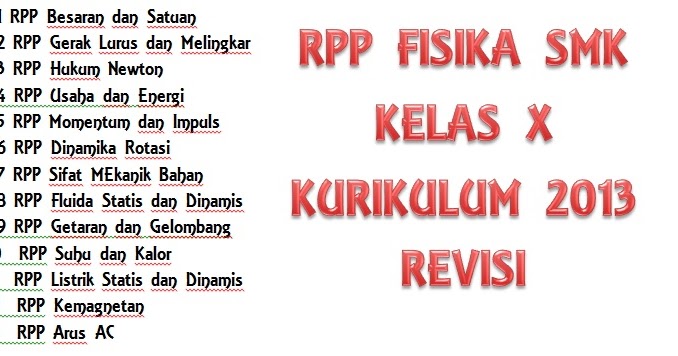 Rpp Dan Silabus Fisika Smk Kelas X K13 Revisi 2020 Kurikulum 2013