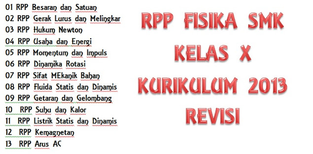 Rpp Dan Silabus Fisika Smk Kelas X K13 Revisi 2017 Rpp 1 Lembar