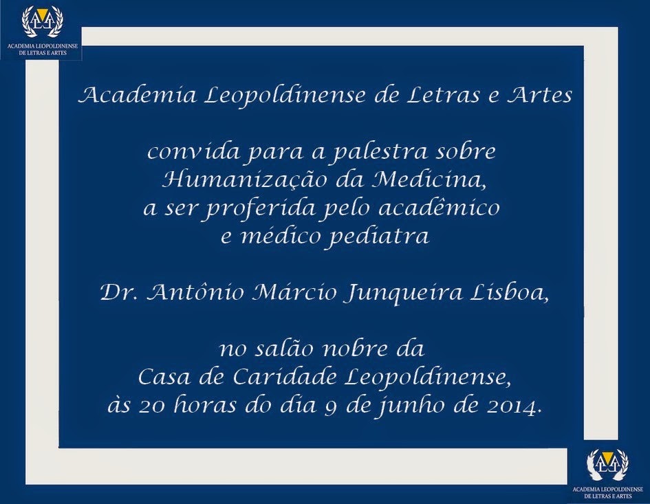 Convite para palestra do acadêmico Antonio Marcio Junqueira Lisboa