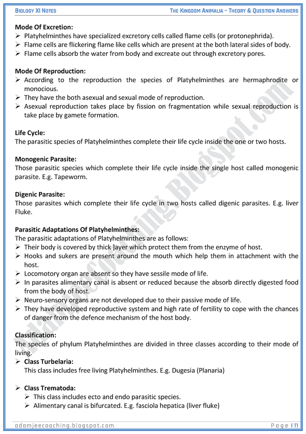 kingdom-animalia-descriptive-question-answers-biology-11th