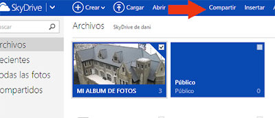 opcion compartir en Skydrive