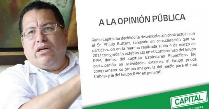 PHILLIP BUTTERS: Periodista fue despedido de Radio Capital PHILLIP BUTTERS: Periodista fue despedido de Radio Capital