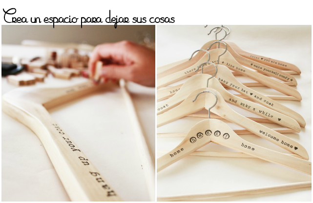 DIY percha sellos abecedario