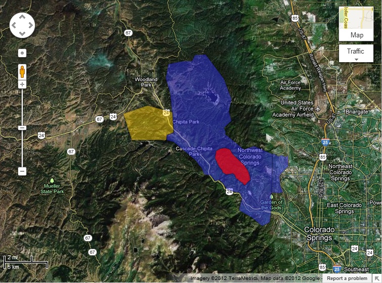 Waldo Canyon fire  Fire in Waldo Canyon  Waldo Canyon fire evacuation map