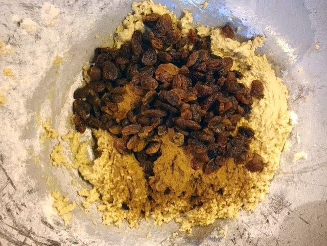 Sultanas and cinnamon added to the mixture