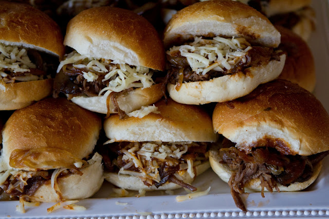 Wedding Brunch Reception - Short Ribs Sliders with Mushrooms, Caramelized Onions, and Fontina Cheese | Photo Courtesy of Brian Samuels Photography