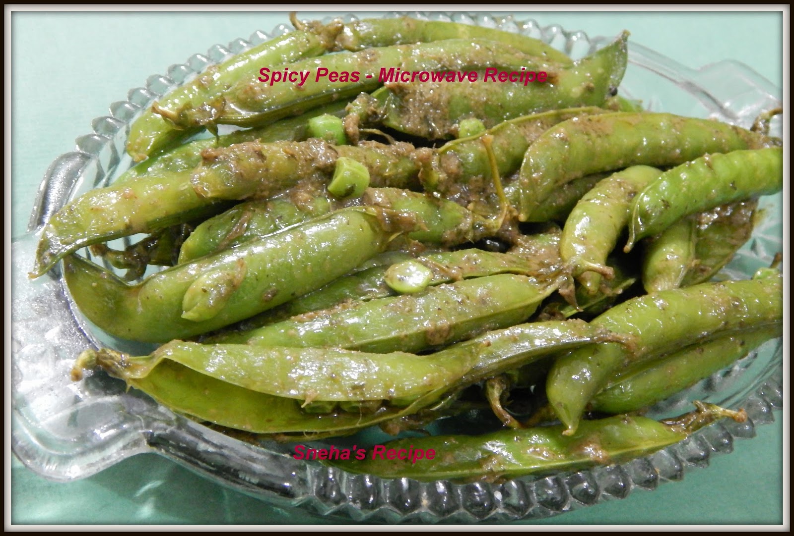 Spicy Peas Microwave Recipe Sneha's Recipe