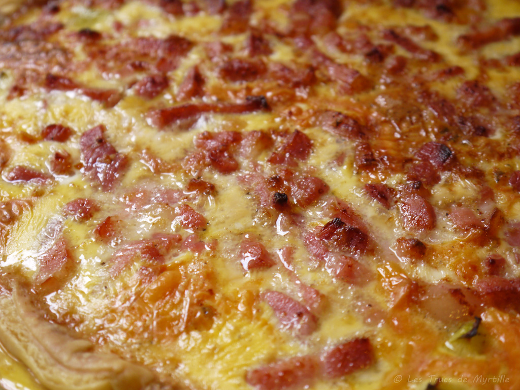 La Cuisine de Myrtille Tarte aux courgettes, lardons et mimolette