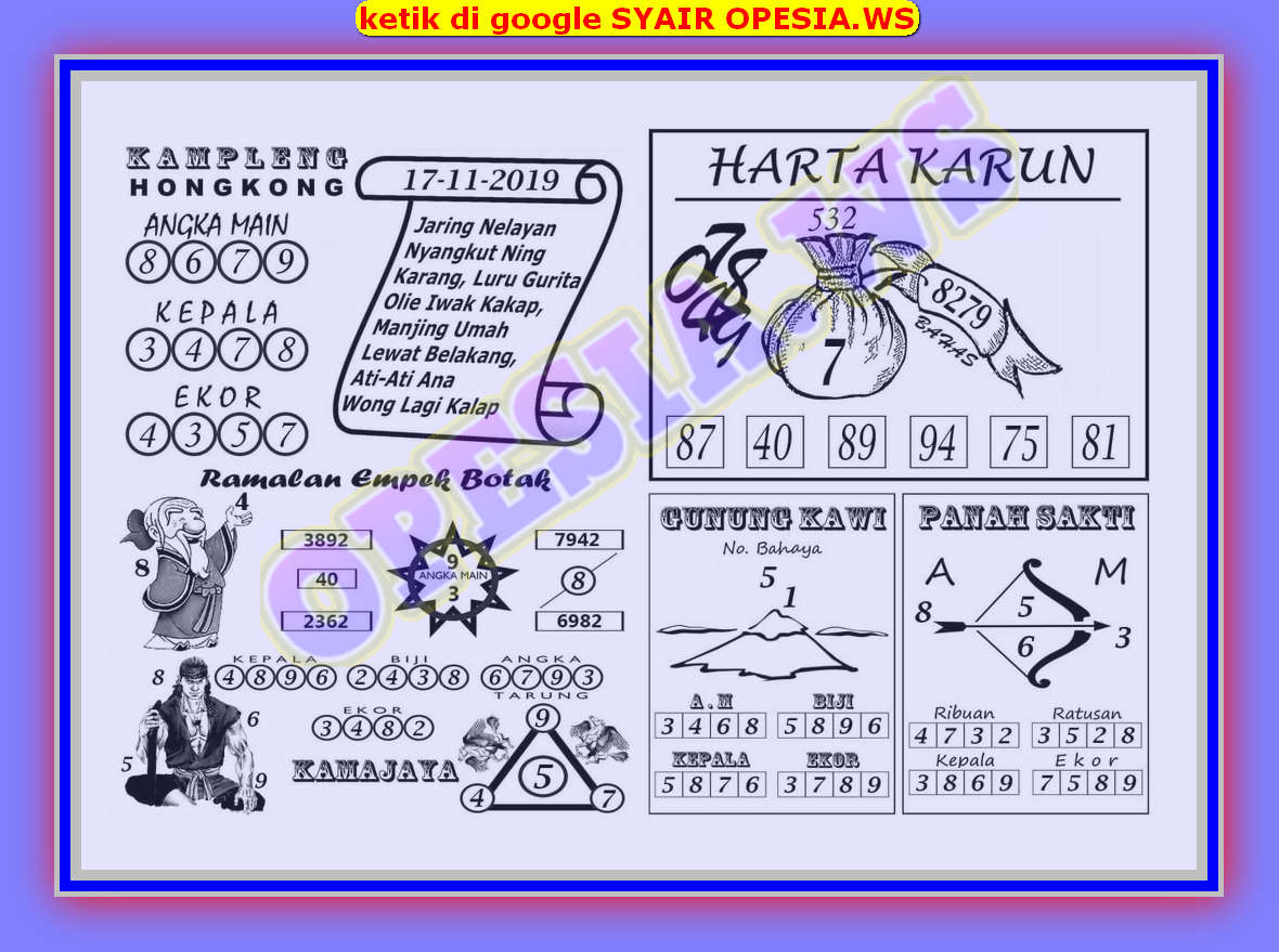 Kode Syair Hongkong 17 November 2019 Forum Syair Togel Hongkong Singapura Sydney