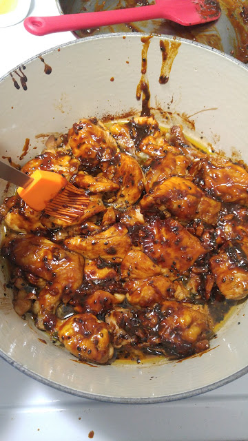 finished BBQ korean chicken finished in the dutch oven