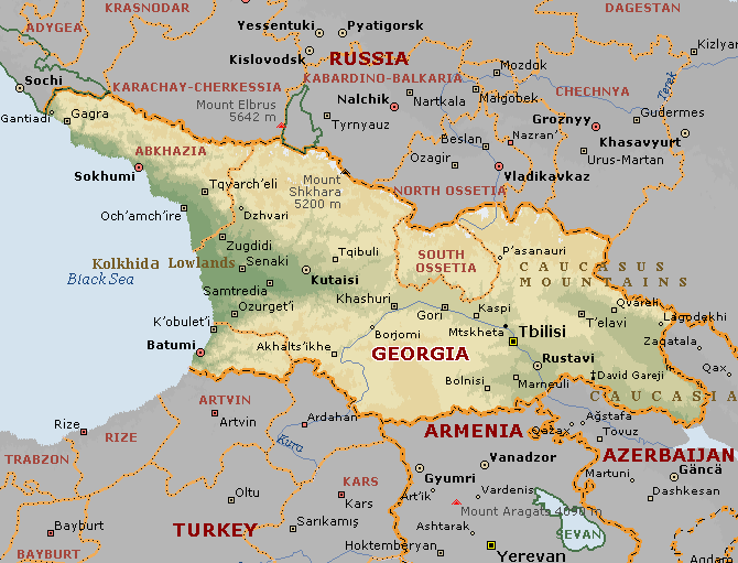 Карта грузии с регионами на русском языке