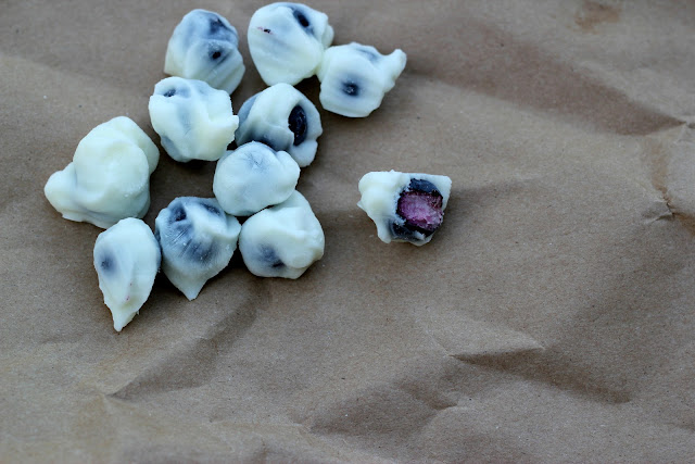 Make these easy and Delicious Greek yogurt-covered blueberries for the freezer in minutes! Enjoy them at your next summer party!