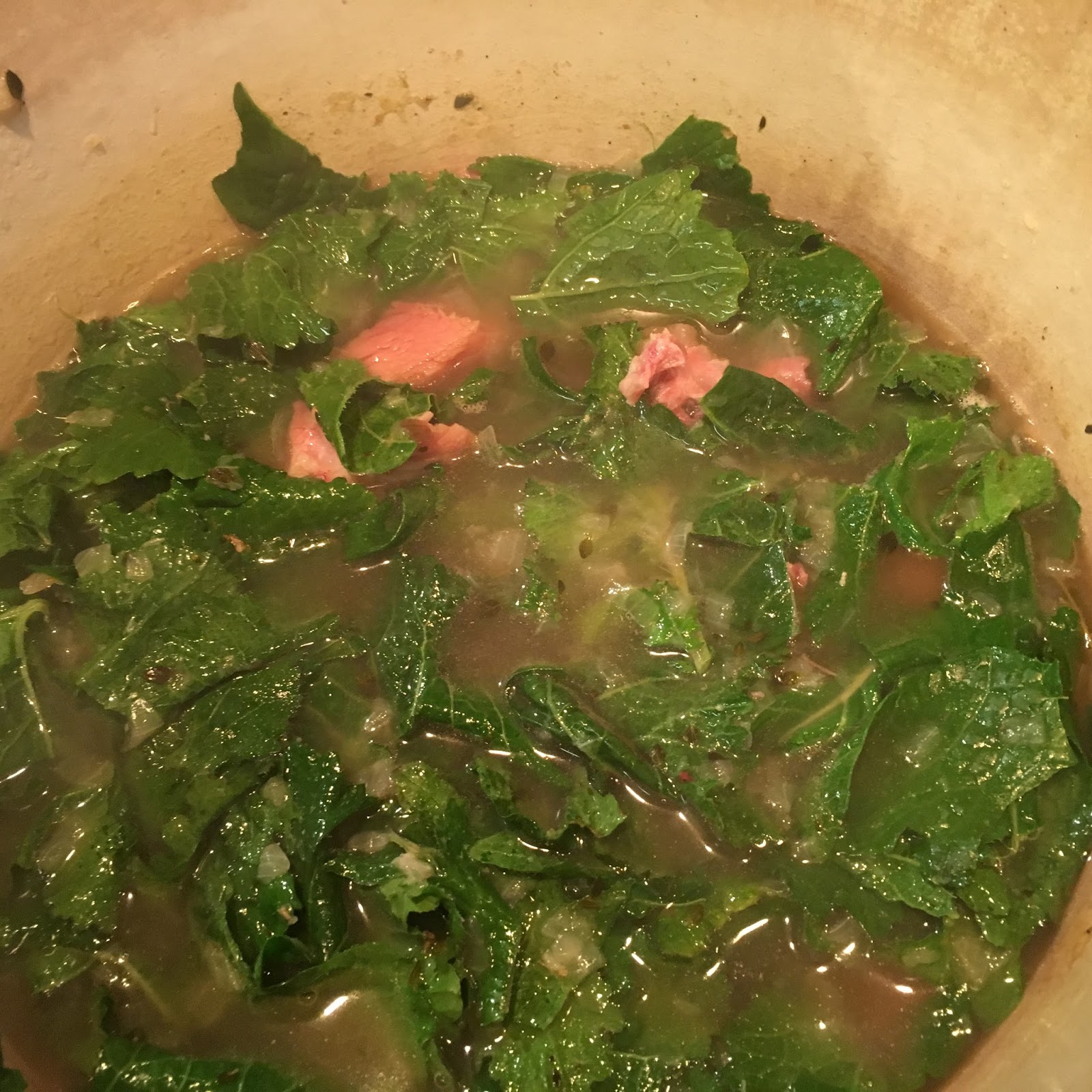 Cooking with Barry & Meta Ham & Turnip Stew (turnips & greens) over Po