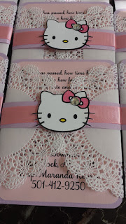 handmade invitations, hello kitty party, doily invitations