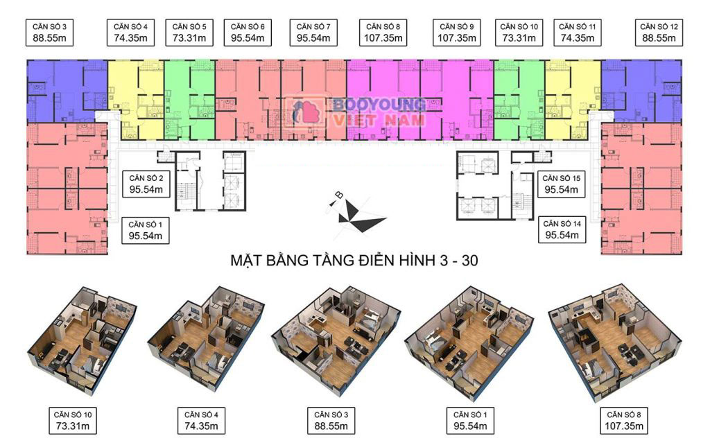 Mặt bằng điền hỉnh chung cư booyoung