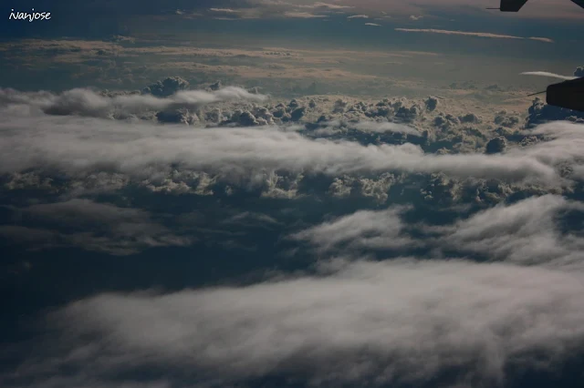 Clouds as viewed from inside the airplane during my first time to fly