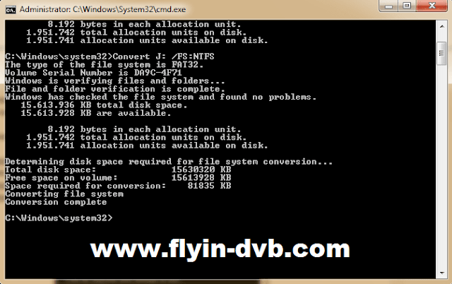 Menjalankan proses convert FAT32 ke NTFS Menjalankan proses convert FAT32 ke NTFS