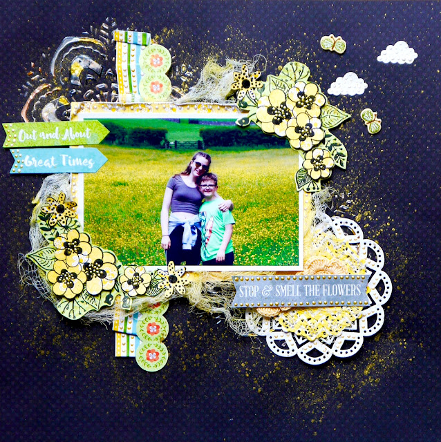 Smell the Flowers Scrapbook Page  by Katherine Sutton for BoBunny using Weekend Adventures