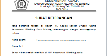 Kua Blimbing Kota Malang Contoh Surat Pengantar Permohonan