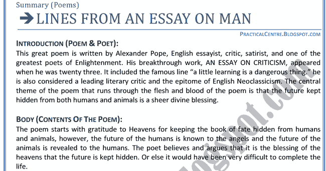 An Essay on Man: Epistle II by Alexander Pope | Poetry Foundation