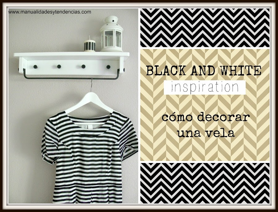 cómo decorar una vela en blanco y negro