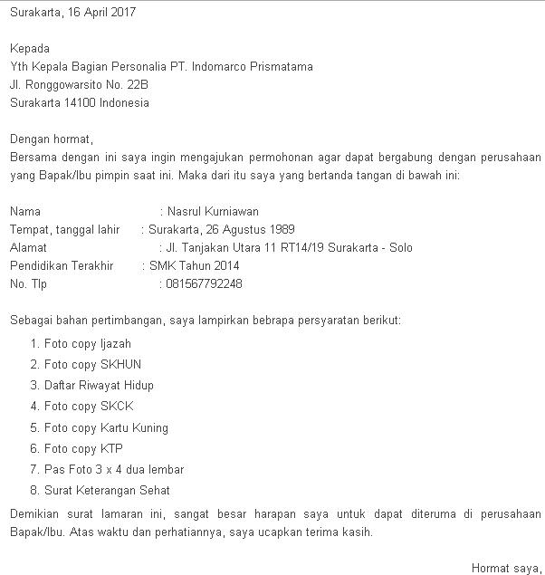 Contoh Daftar Riwayat Hidup Pt Indomarco