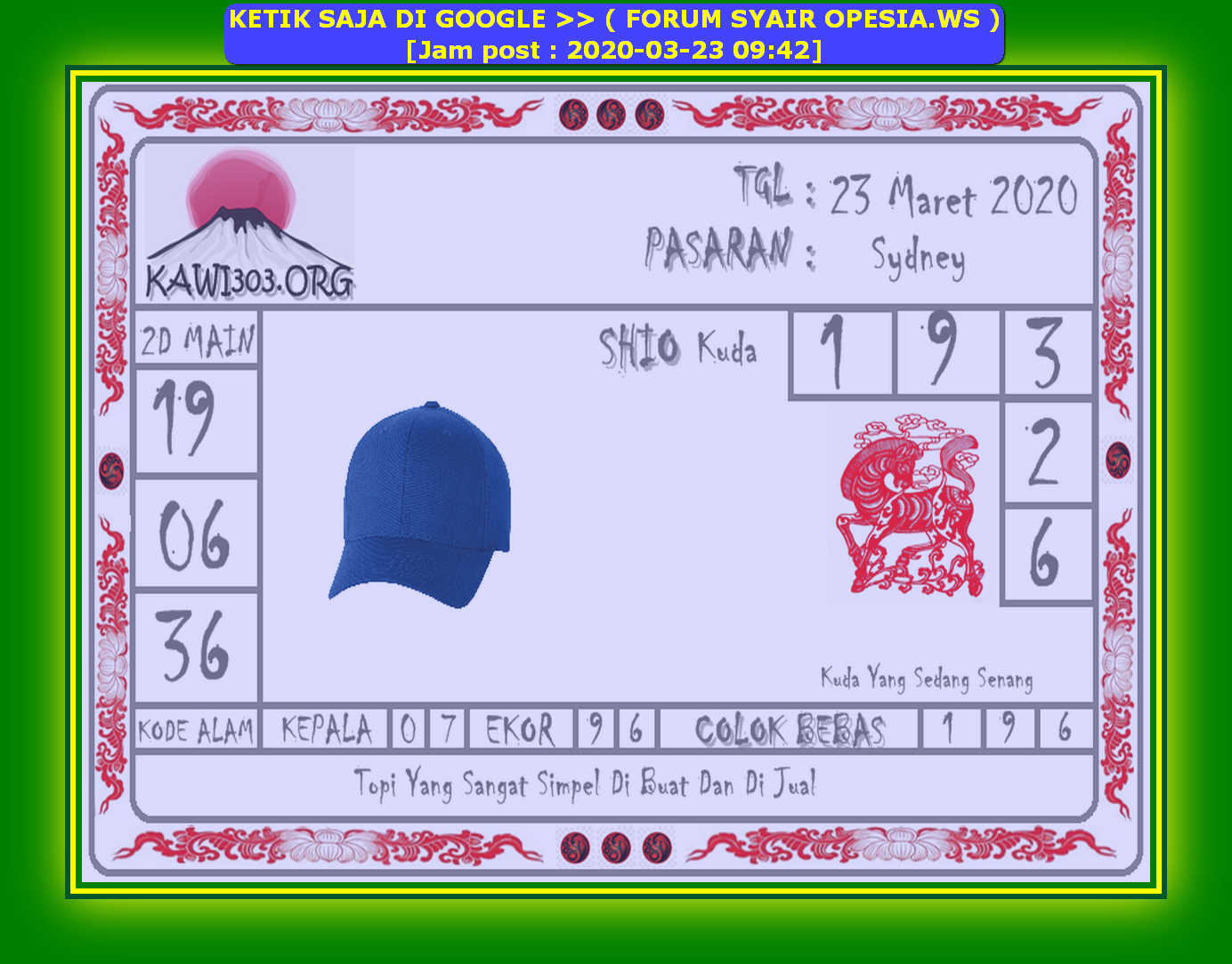 1 New Message Kode Syair Sydney 23 Maret 2020 Forum Syair Togel Hongkong Singapura Sydney