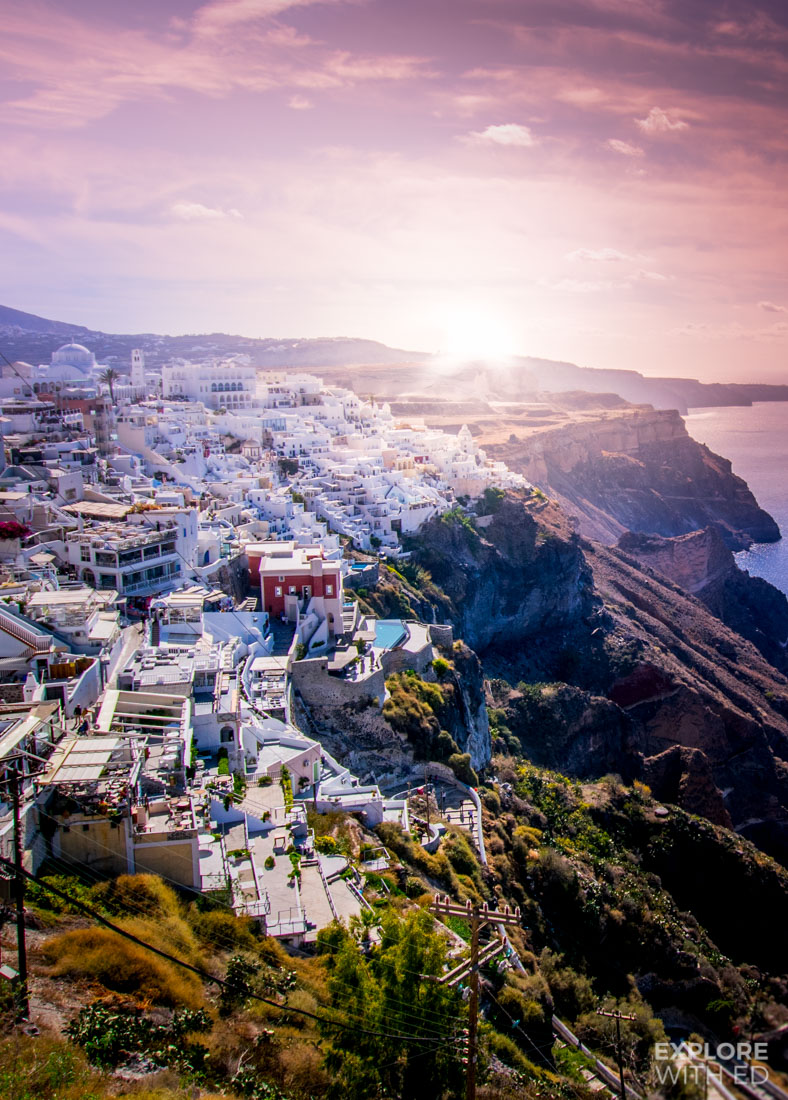 Overlooking the main town of Fira on Santorini