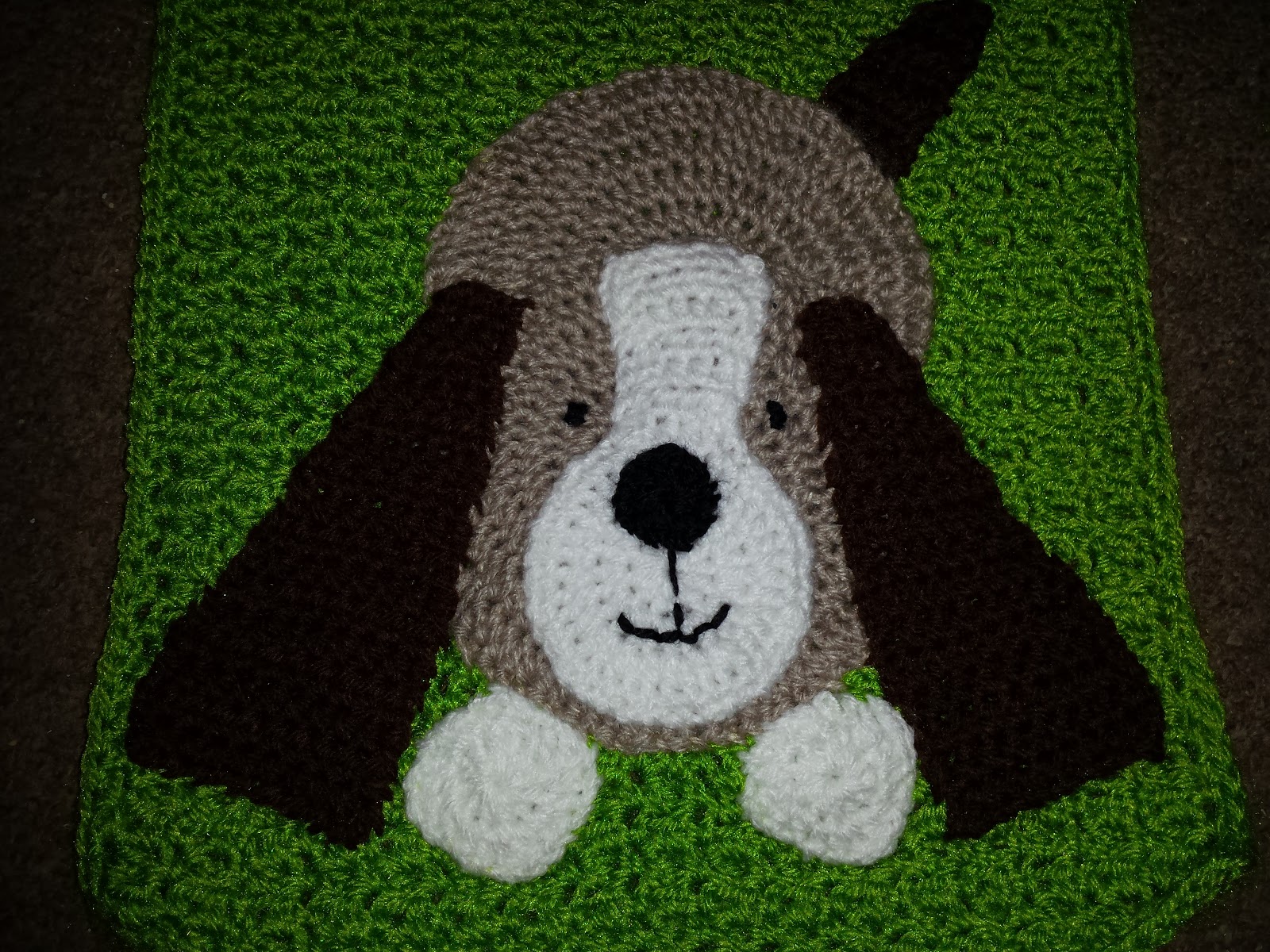 Blooming Lovely WIP Crochet Farm Blanket Dog Applique