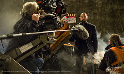 Dave Bautista on the set of Spectre