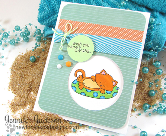 Summer Kitty card by Jennifer Jackson | Newton's Nook Designs | Newton's Summer Vacation Cat Stamp