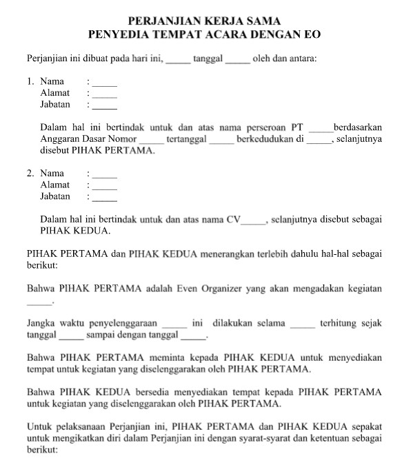 Format Surat Perjanjian Kerjasama Altin Northeastfitness Co