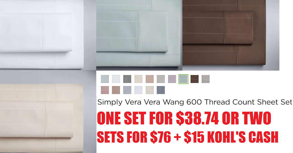 600 Thread Count Simply Vera Vera Wang Supima Cotton 4 Piece Sheet Sets