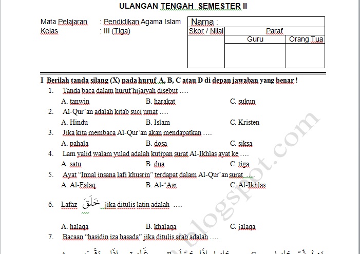 Kumpulan Soal UTS Agama Islam Kelas 3 Semester 2: Panduan Lengkap untuk Mempersiapkan Diri