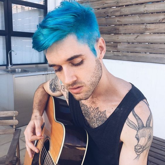 cores de cabelo masculino colorido azul turquesa(9)