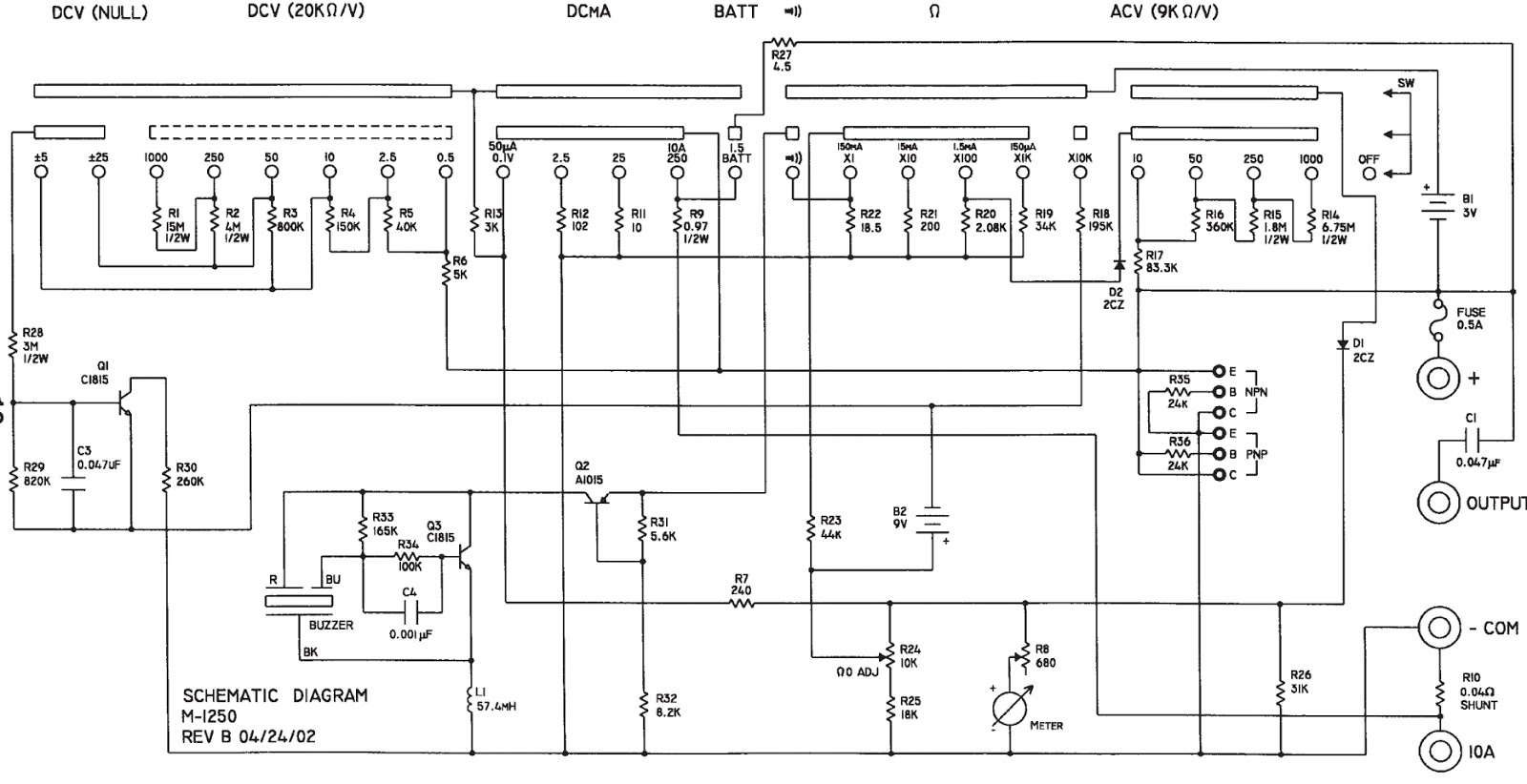 Schematic Diagrams: Metrawatt Unigor 4S Analog Multimeter and Cast