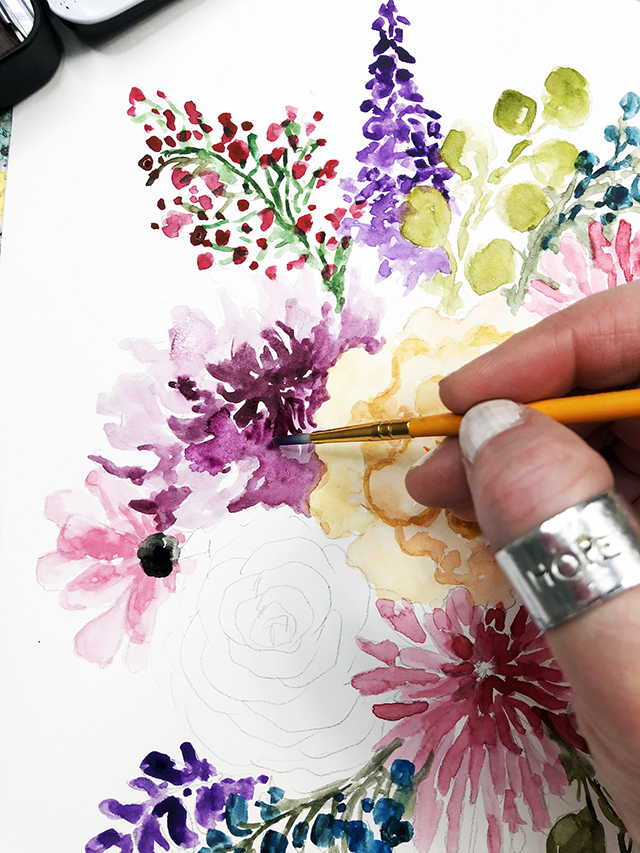 a peek inside my process- watercolor floral painting