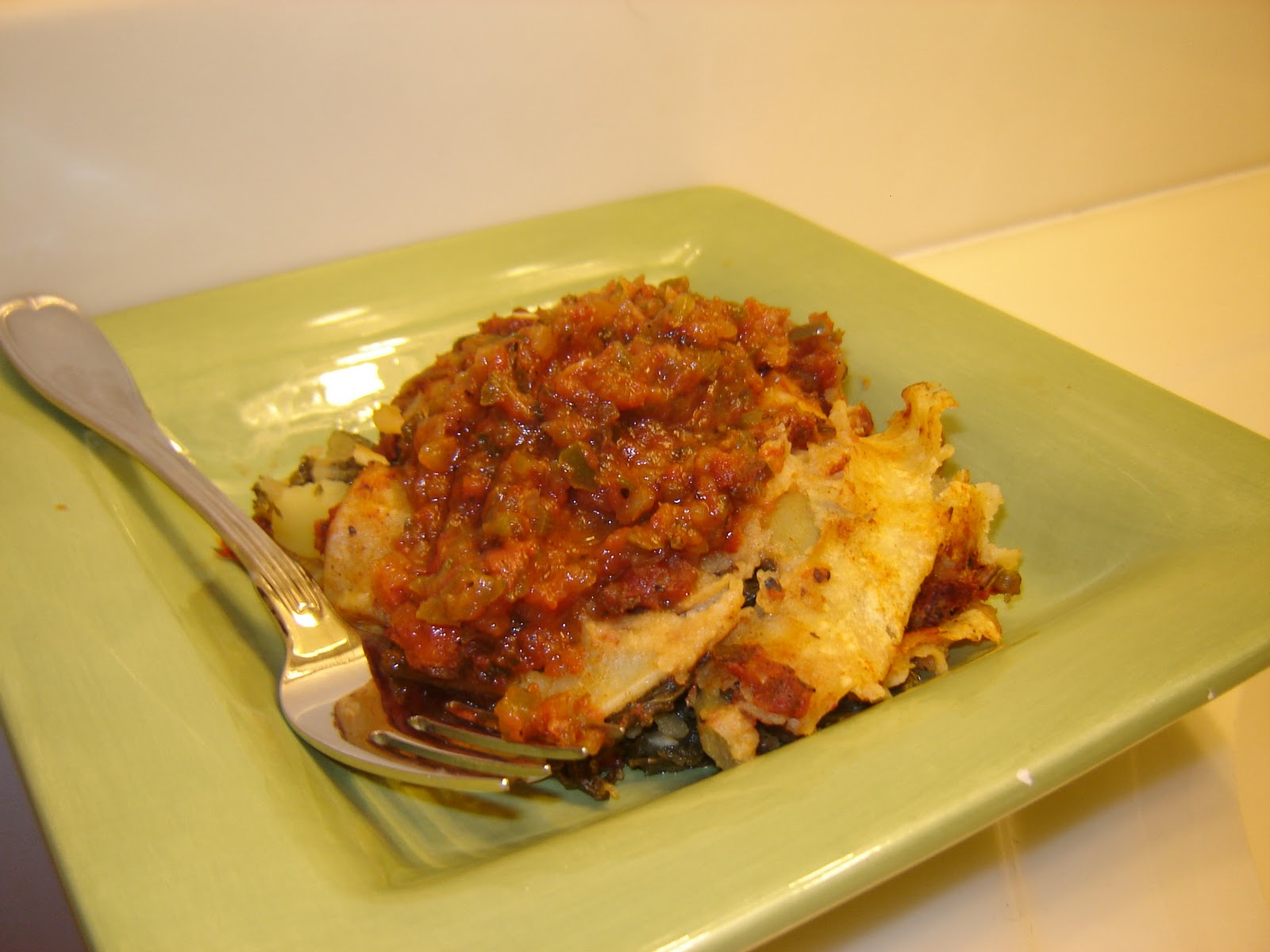 Dinner is Vegan Potato and Kale Enchiladas